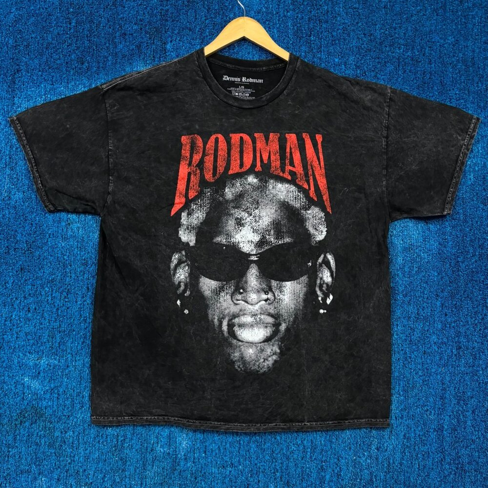 Dennis Rodman Oversized Mineral Wash Graphic T-Shirt Size Large